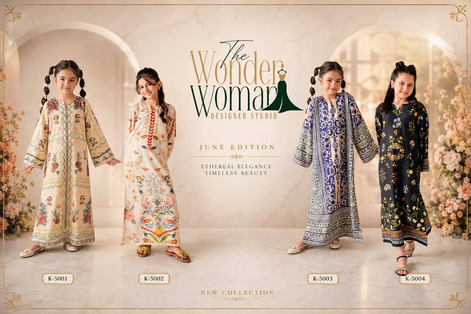 Kids Luxury Collection By The Wonder Woman K-5001 to K-5004 series Beautiful Fancy Casual Wear Premium Imported Mal Satin Stitched Dresses At Wholesale Price